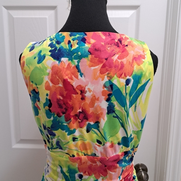 Chaps Floral Dress Faux Wrap Colourful Print Women's Large Sleeveless Dress - Picture 6 of 14